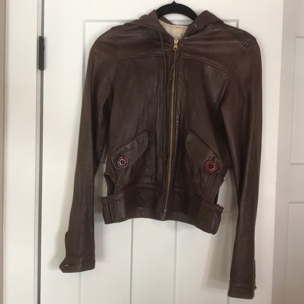 Mike & Chris leather hooded jacket